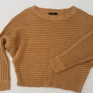 Brown Earthy Fall Baggy Moon&madison Xs To Small  Cropped Cable Knit Sweater